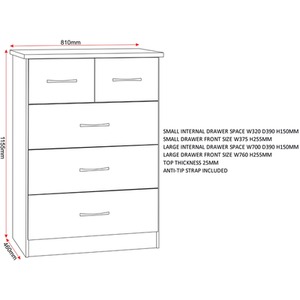 Nevada 4 Door 2 Drawer Mirrored Wardrobe Bedroom Set - Black Wood Grain by Seconique