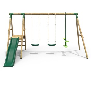 Wooden Swing Set with Slide by Rebo