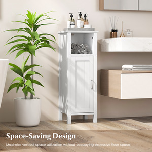 Bathroom Floor Cabinet Storage Cabinet - White by Costway