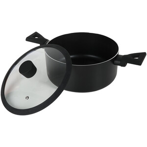 Ayano Soft Touch Non Stick Saucepan with Lid - Black / 20cm by Kitchenmaster