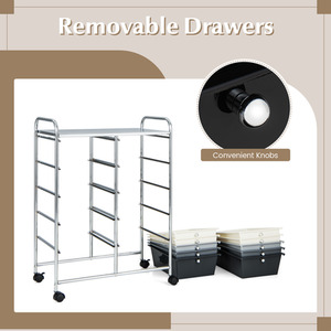 10-Drawer Storage Cart Rolling Cart - Gray Gradient by Costway