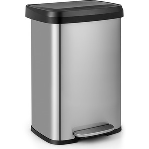 50L Step Trash Can Garbage Bin - Silver by Costway