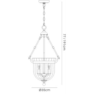 Aubrey Ceiling Pendant Lantern 3 Light Polished Chrome, Glass - Polished Chrome