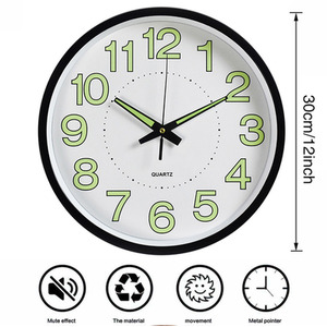 Luminous Wall Clock with Silent Quartz - Light Green by Livingandhome