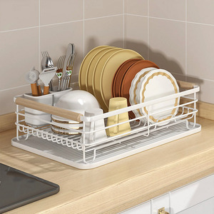 Iron Dish Drainer Drip Tray - White by Livingandhome
