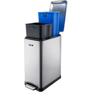 50L Dual Compartment Recycle Pedal Bin - Silver by Cooks Professional