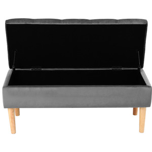 Velvet Ottoman Storage Bench - Grey by Livingandhome
