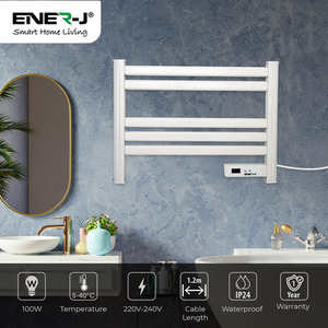 Infrared Heated Towel Rail LC Screen White - White by EnerJ Smart