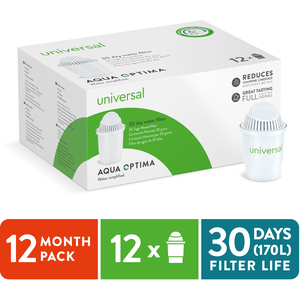 Universal Water Filter Cartridges Classic Style - White / 12 pack by Aqua Optima