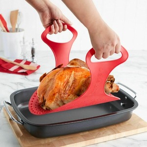 Reusable Non Stick Silicone Chicken Turkey Meat Lifter - Red by Gr8 Home