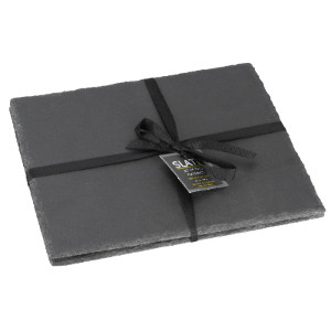 Set of 2 Rough Edge Slate Placemats - Black