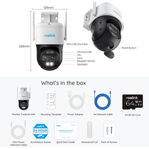 Reolink 4K TrackMix Auto PTZ Mains WiFi AI and 64GB MicroSD Card - White by Reolink