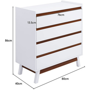 4-Tier Bedroom Chest Storage Cabinet - White / 80cm by Livingandhome