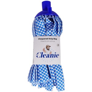 Chequered Strip Mop - White and Blue Replacement Head - blue /white by Mr Cleanie
