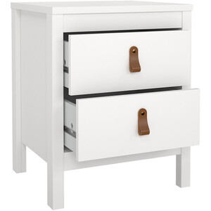Barcelona 3 Piece Bedroom Set - White / 1 x 2-drawer bedside, 1 x 5-drawer chest of drawers and 1 x 3-door wardrobe