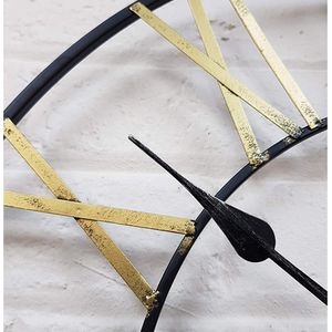 Silent Open Face Large Wall Clock - Black & Gold - Black And Gold by Klass Home Collection