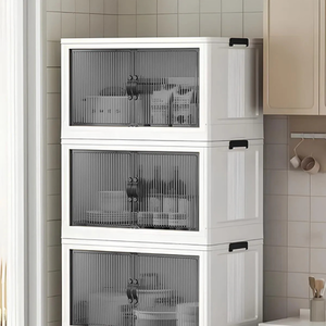 Collapsible Closet Organizers with Foldable Plastic Storage Boxes - White / 4 boxes with wheels by Woohoo Furniture