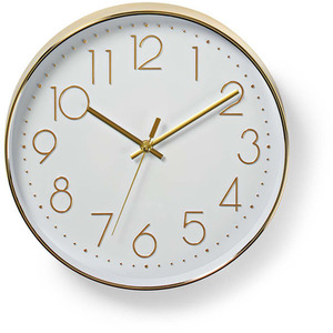 30cm Wall Clock - White/Gold by Nedis