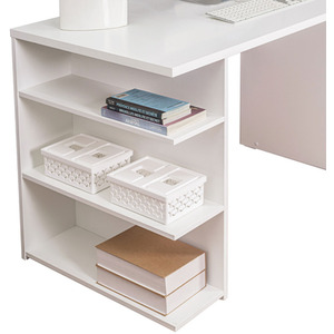 MADESA Gaming Computer Desk with 5 shelves - White by Madesa