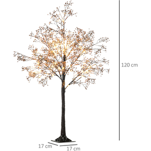 HOMCOM Artificial Gypsophila Tree with Lights Baby Breath Flowers - Brown / 4ft by HOMCOM