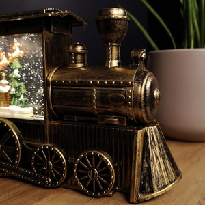 Water Spinner Christmas Train and with Santa Scene - Brown by Samuel Alexander