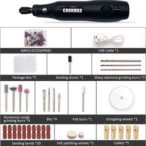 Cordless Rotary Tool DIY Engraving Kit - Black