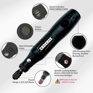 Cordless Rotary Tool DIY Engraving Kit - Black