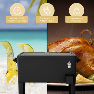 76L Rolling Cooler Cart - Black by Costway