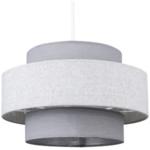 Weaver Dark Grey And Light Grey Herringbone Ceiling Pendant Shade - Grey by ValueLights