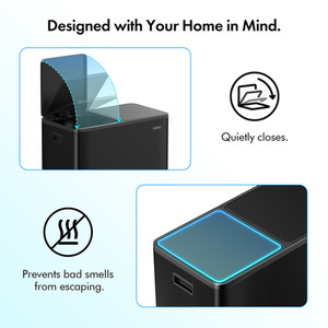 2 Compartment Stainless Steel Recycling Pedal Bin - Black by VonHaus