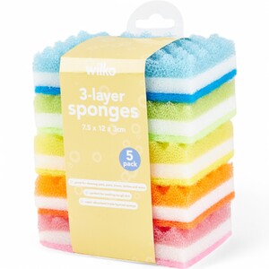 Pack of 5 Multicolour 3 Layer Sponges - Multicolour