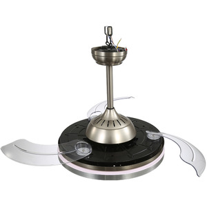 Round LED Ceiling Fan Light with Retractable Blades - Brushed Nickel by Livingandhome