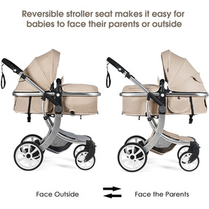 2-in-1 Convertible Baby Stroller Pushchair - White by Costway