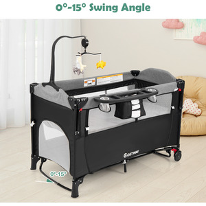 5-in-1 Baby Bassinet Bedside Sleeper - Black by Costway