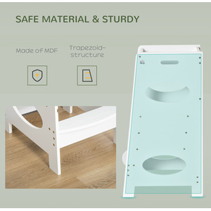 HOMCOM Kids Step Stool Kitchen Stool with Adjustable Standing Platform - White by HOMCOM