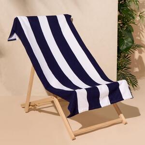 Stripe Print Beach Towel - Navy by OHS