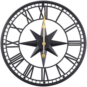 Metal Minimalist Roman Numerals Wall Clock - Black by Livingandhome