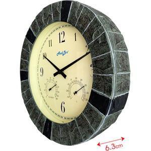 Faux Slate Thermometer and Hygrometer Clock - Mix of Dark Grey/Black Frame Colour by Audlee