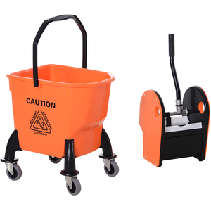 HOMCOM 26L Mop Bucket on Wheels - Orange by HOMCOM