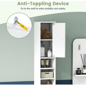Costway Slim Tall Bathroom Cabinet-White - White by Costway