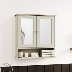 Priano 2 Door Mirrored Wall Cabinet With Shelf - Light Grey by Vida Designs