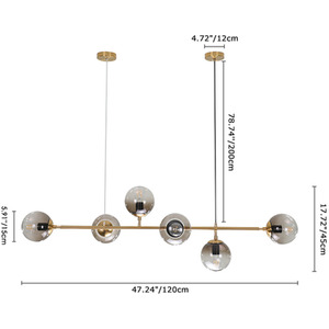 6-Light Kitchen Island Linear Pendant - Gold