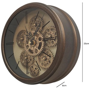 Vanity Living Round Glass Front Gear Wall Clock - copper / 23cm by Vanity Living