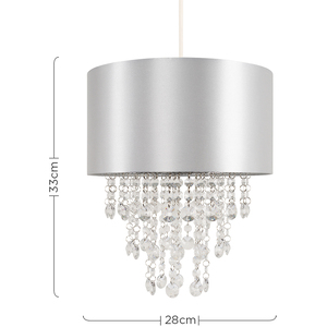 Acrylic Jewel Effect Droplet Grey Ceiling Pendant Light Shade - Grey by ValueLights