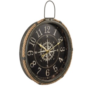 Nautical Compass Wall Clock - Brown
