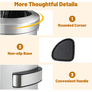 60L Stainless Steel Corner Trash Bin - Silver by Costway