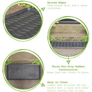 Heavy Duty Rubber Boot Tray 80 x 40cm Black Pack of 2 - Black by Nicola Spring