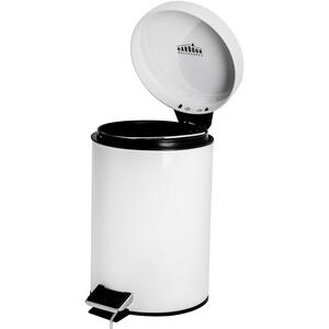 Round Stainless Steel Bathroom Pedal Bin - White by Harbour Housewares