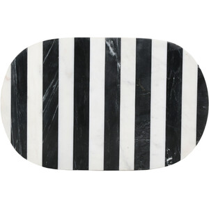 Striped Marble Oval Serving Board - White & Black
