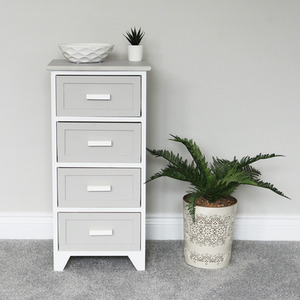 JVL Abingdon 4 Drawer Willow Storage Unit - Grey by JVL